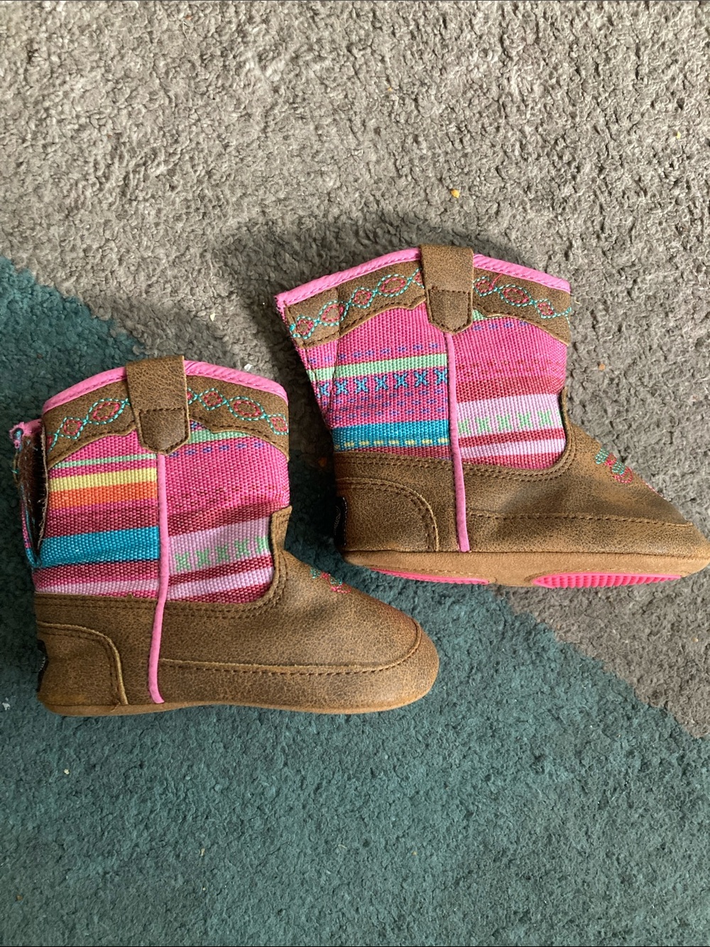 Twister Kids Brown Suede Slippers with Pink Grip Pads